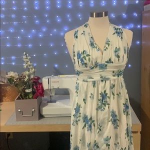 Blue Floral Dress A036